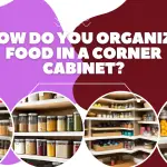 organize food in a corner cabinet
