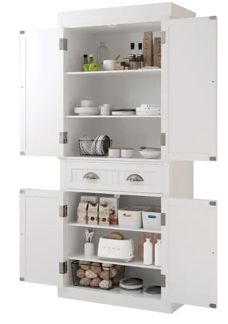 Squireewo 72 Freestanding Kitchen Pantry Storage Cabinet with Doors and Adjustable Shelves