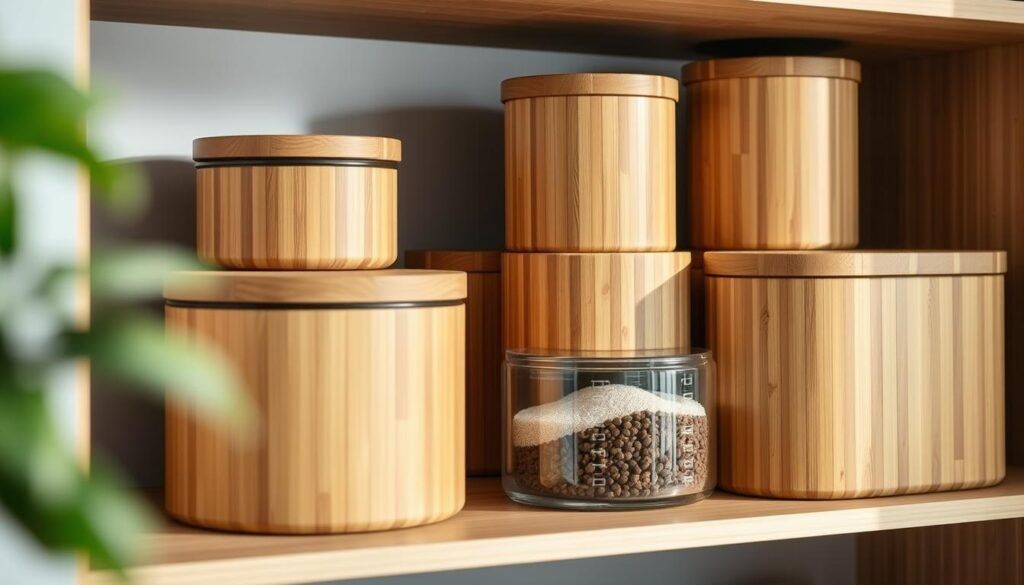 Bamboo pantry storage containers