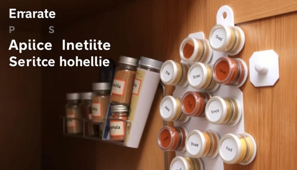 Cabinet door spice holders for kitchen organization Cabinet door spice holders for kitchen organization