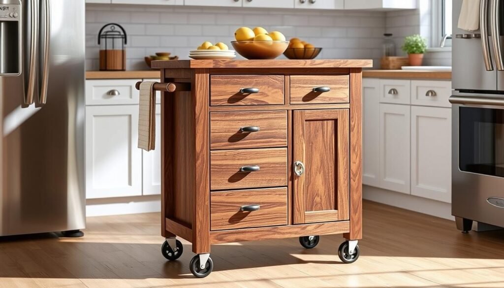 Seville Acacia Top Kitchen Cart with Drawers Seville Acacia Top Kitchen Cart with Drawers
