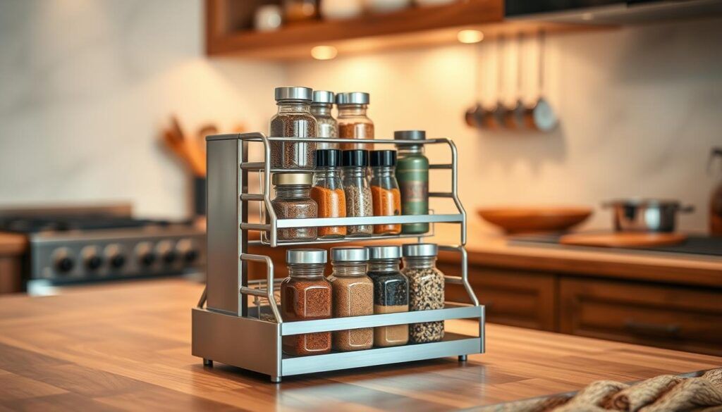 Where can I find stylish and functional spice racks for a home pantry?,