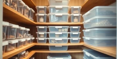 Where can I purchase stackable storage bins designed for pantry use?,