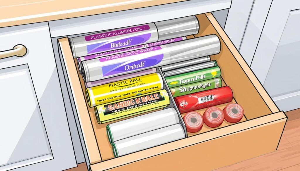 kitchen wrap organizer drawer