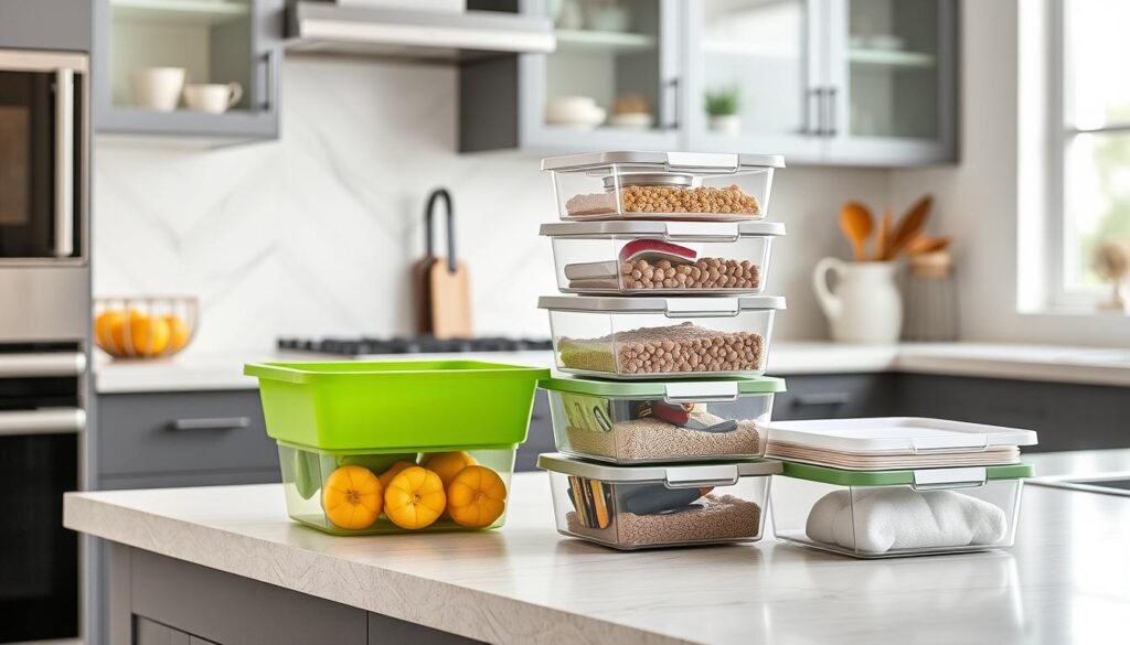 mDesign Plastic Stackable Kitchen Organizers mDesign Plastic Stackable Kitchen Organizers