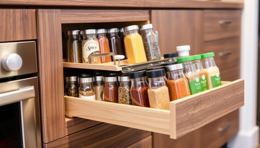 pull-out cabinet spice rack
